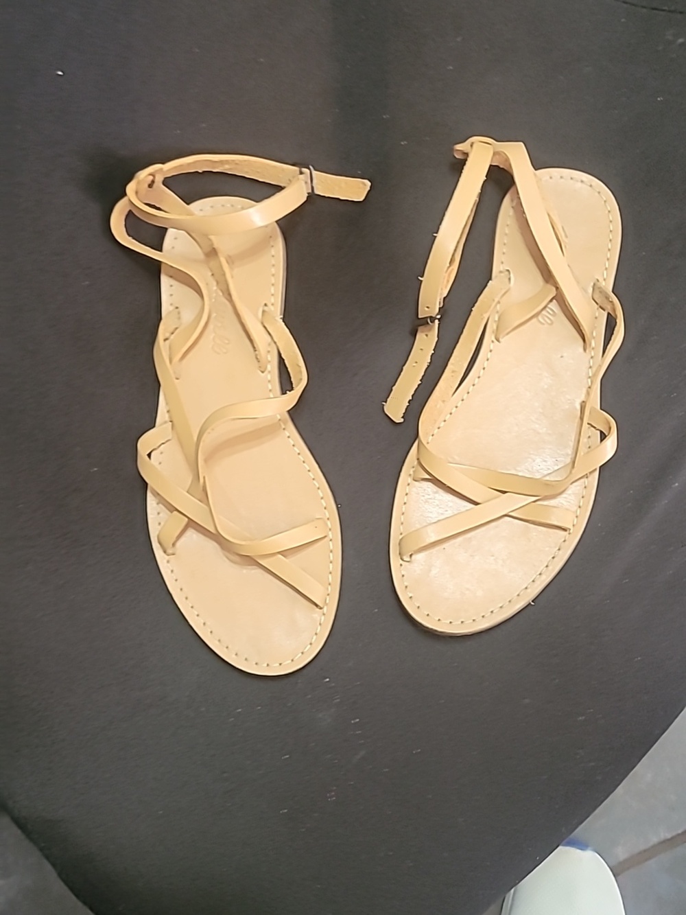 Madewell Classic Strappy Ankle-Wrap Sandal in Tan Upper Leather Size 5.5 - 5 1/2 - Picture 2 of 5